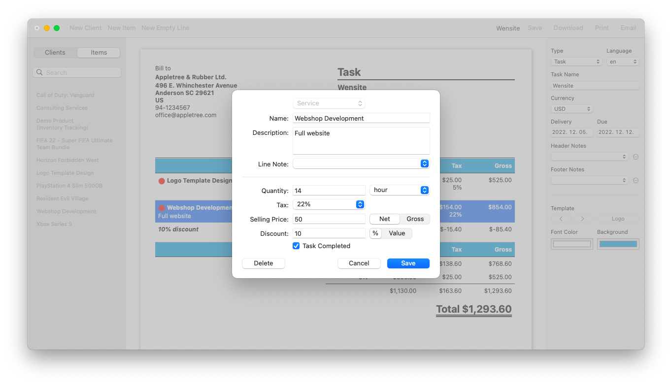 Task Force Invoice Task management